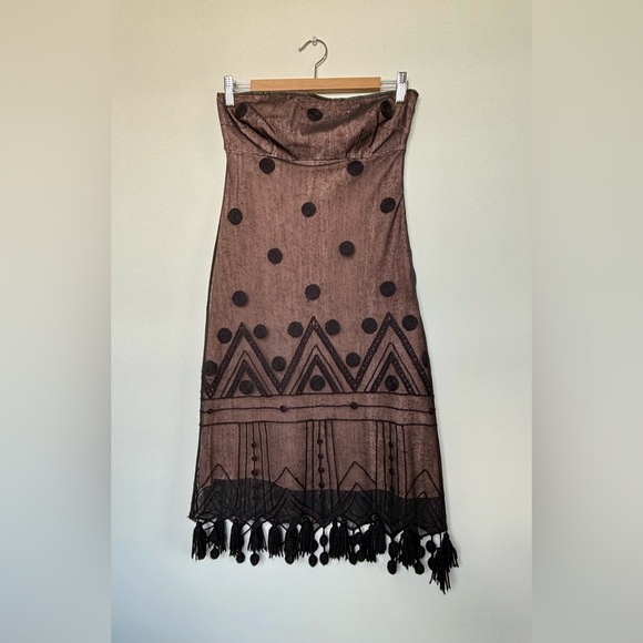 TOCCA Women’s Black Sleeveless Sheer Polka Dot Pattern Wool Blend Dress Size 4 - Picture 15 of 16